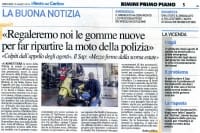 IL CONSORZIO 101 DI RIMINI OFFRE LE GOMME ALLA MOTO DELLA POLIZIA